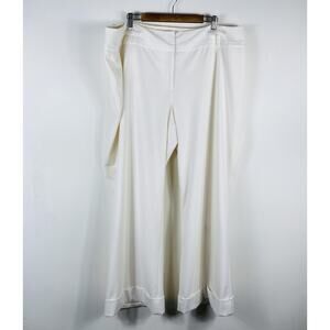 Lane Bryant Plus Size 26 Wide Leg Cuffed Dress Pants Ivory